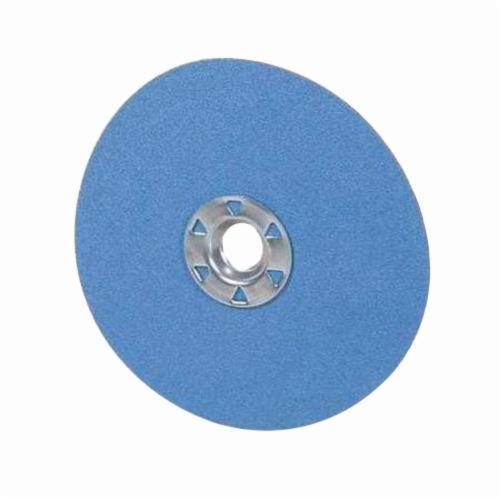 Norton® BlueFire® 66261138796 F826P Heavy Duty Coated Abrasive Disc, 5 in Dia, 5/8-11 Center Hole, 36 Grit, Extra Coarse Grade, Zirconia Alumina Abrasive, Speed Change Fastener Attachment