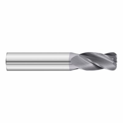Fullerton 30971 3200 Center Cutting Single End Standard Length End Mill, 3/8 in Dia Cutter, 0.09 in Corner Radius, 1 in Length of Cut, 4 Flutes, 3/8 in Dia Shank, 2-1/2 in OAL, TiAlN Coated
