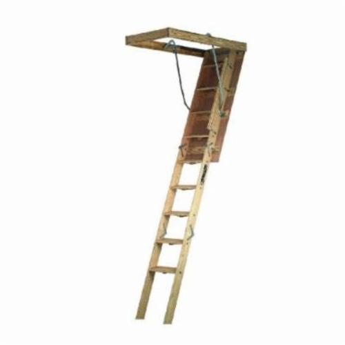 Louisville® CS254P Champion Extra Heavy Duty Professional Attic Ladder, 7 ft to 8 ft 9 in Ceiling, Type IA, Wood, 300 lb Load, Brown redirect to product page
