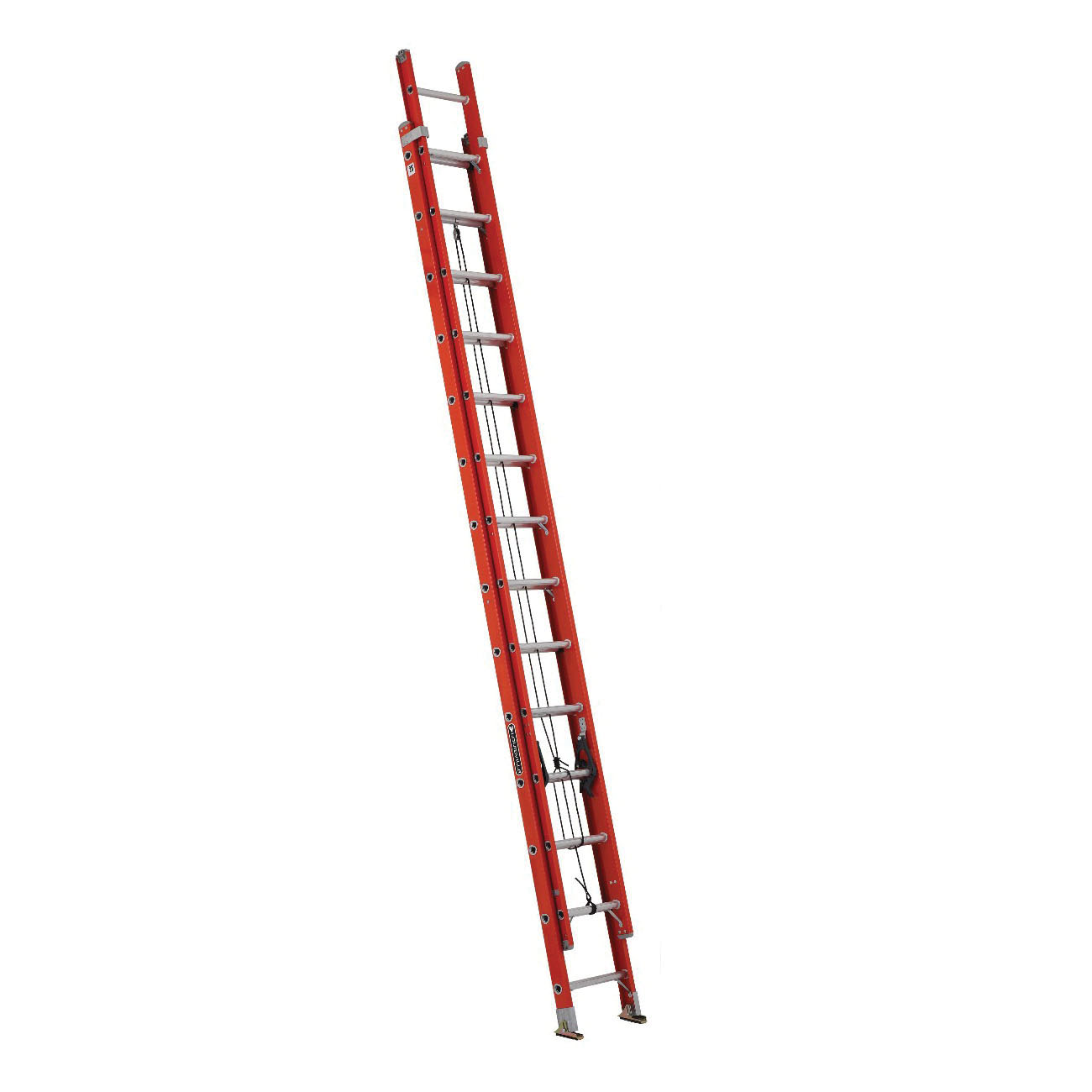 Louisville® FE3228 D-Rung Type IA Extension Ladder, 28 ft OAL, ANSI Code: A14.5, 300 lb Load, Fiberglass, 12 in Adjustable Increments redirect to product page