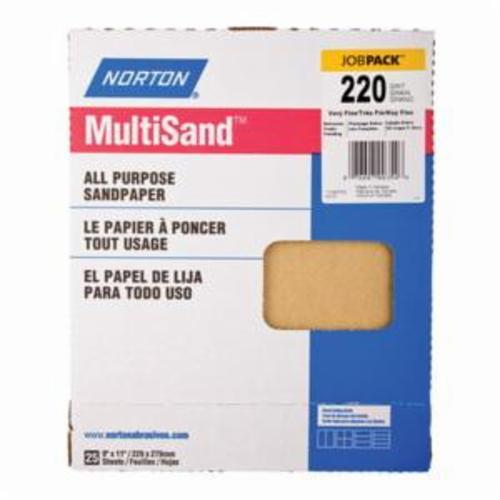 Norton® Adalox® 07660700354 A212 Coated Sanding Sheet, 11 in L x 9 in W, P220 Grit, Very Fine Grade, Aluminum Oxide Abrasive, Paper Backing