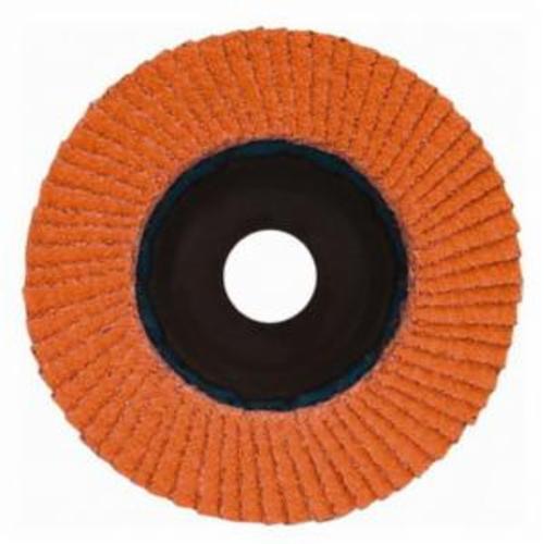 Norton® Blaze® 63642501866 R980P Center Mount Quick-Trim Standard Density Coated Abrasive Flap Disc, 7 in Dia, 7/8 in Center Hole, 36 Grit, Extra Coarse Grade, Ceramic Alumina Abrasive, Type 27/Flat Disc