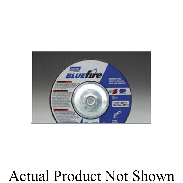 Norton® BlueFire® 66252915529 Foundry Depressed Center Wheel, 7 in Dia x 1/8 in THK, 10 Grit, Aluminum Oxide/Zirconia Alumina Abrasive