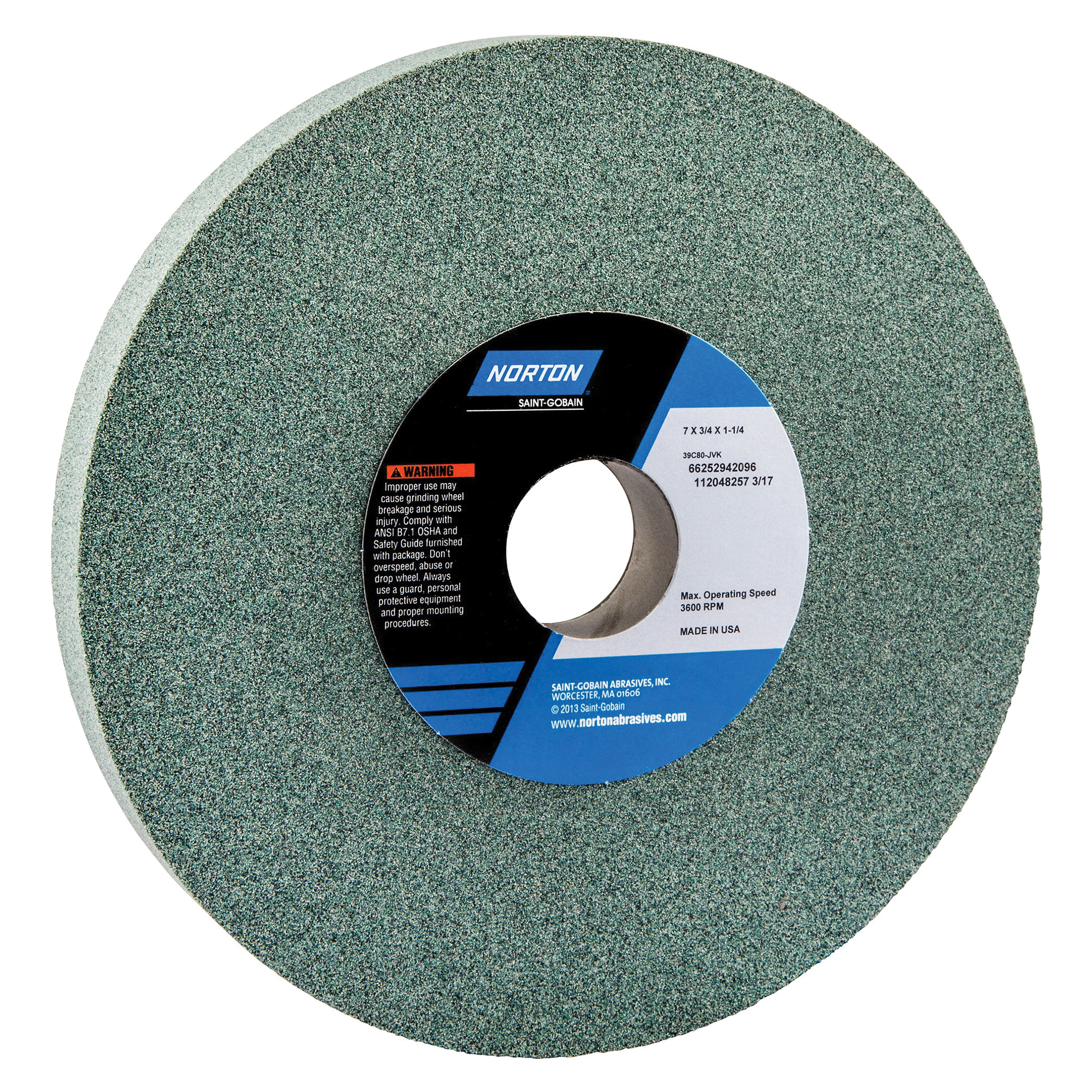 Norton® 66252942096 39C Straight Toolroom Wheel, 7 in Dia x 3/4 in THK, 1-1/4 in Center Hole, 80 Grit, Silicon Carbide Abrasive
