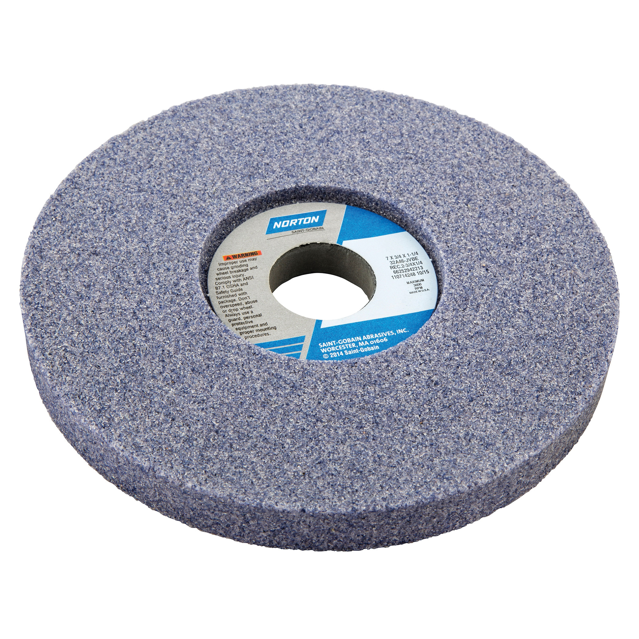 Norton® 66252942218 32A 1-Side Recessed Toolroom Wheel, 7 in Dia x 3/4 in THK, 1-1/4 in Center Hole, 60 Grit, Aluminum Oxide Abrasive