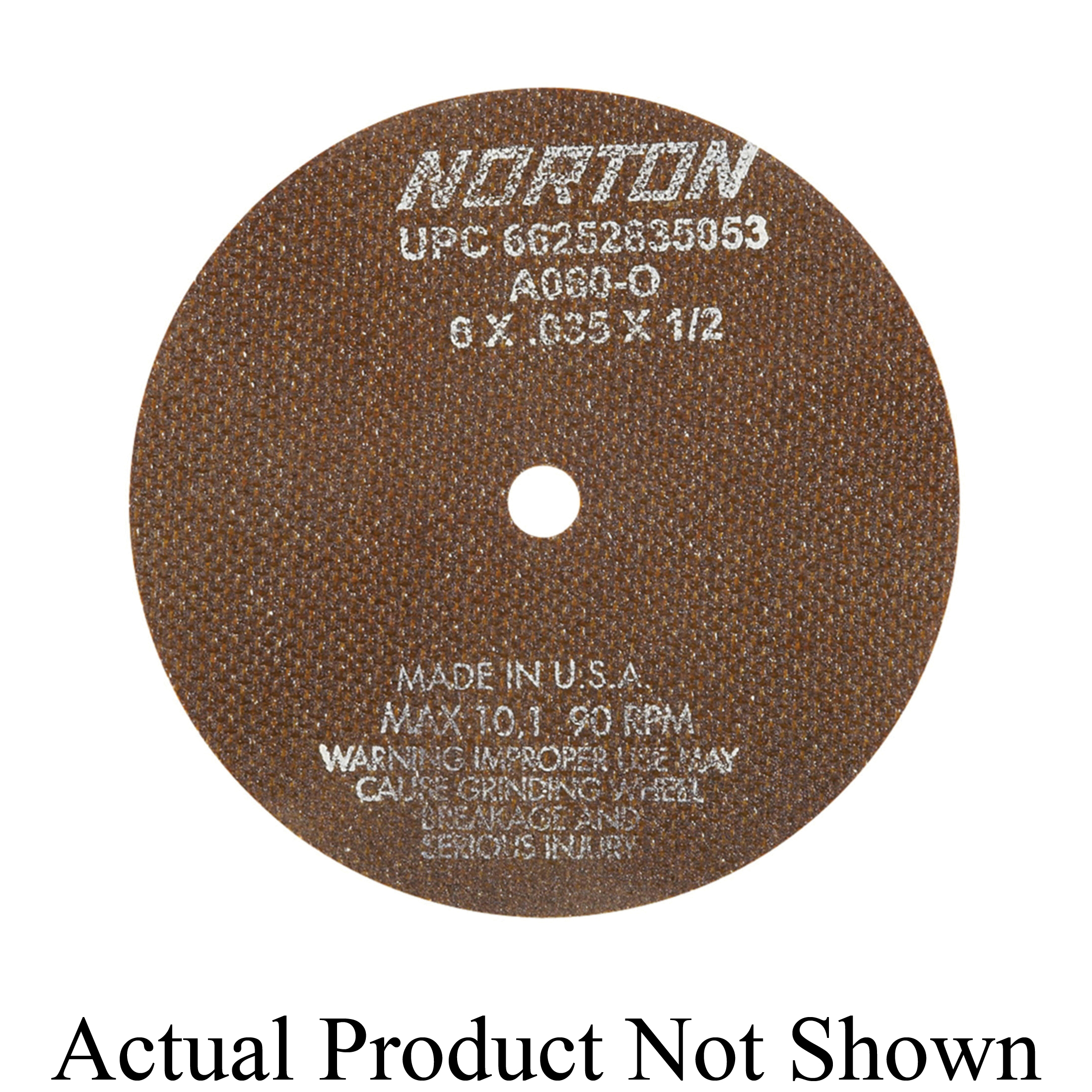 Norton® 66253043009 OBNA2 Toolroom Cut-Off Wheel, 8 in Dia x 0.06 in THK, 1/2 in Center Hole, 60 Grit, Aluminum Oxide Abrasive