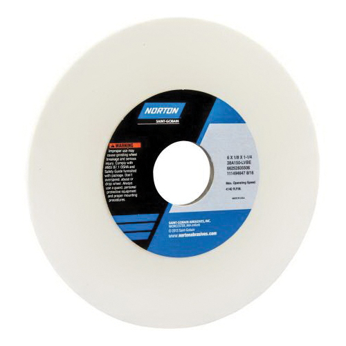 Norton® 66253043762 38A Straight Toolroom Wheel, 8 in Dia x 1/2 in THK, 1-1/4 in Center Hole, 46 Grit, Aluminum Oxide Abrasive