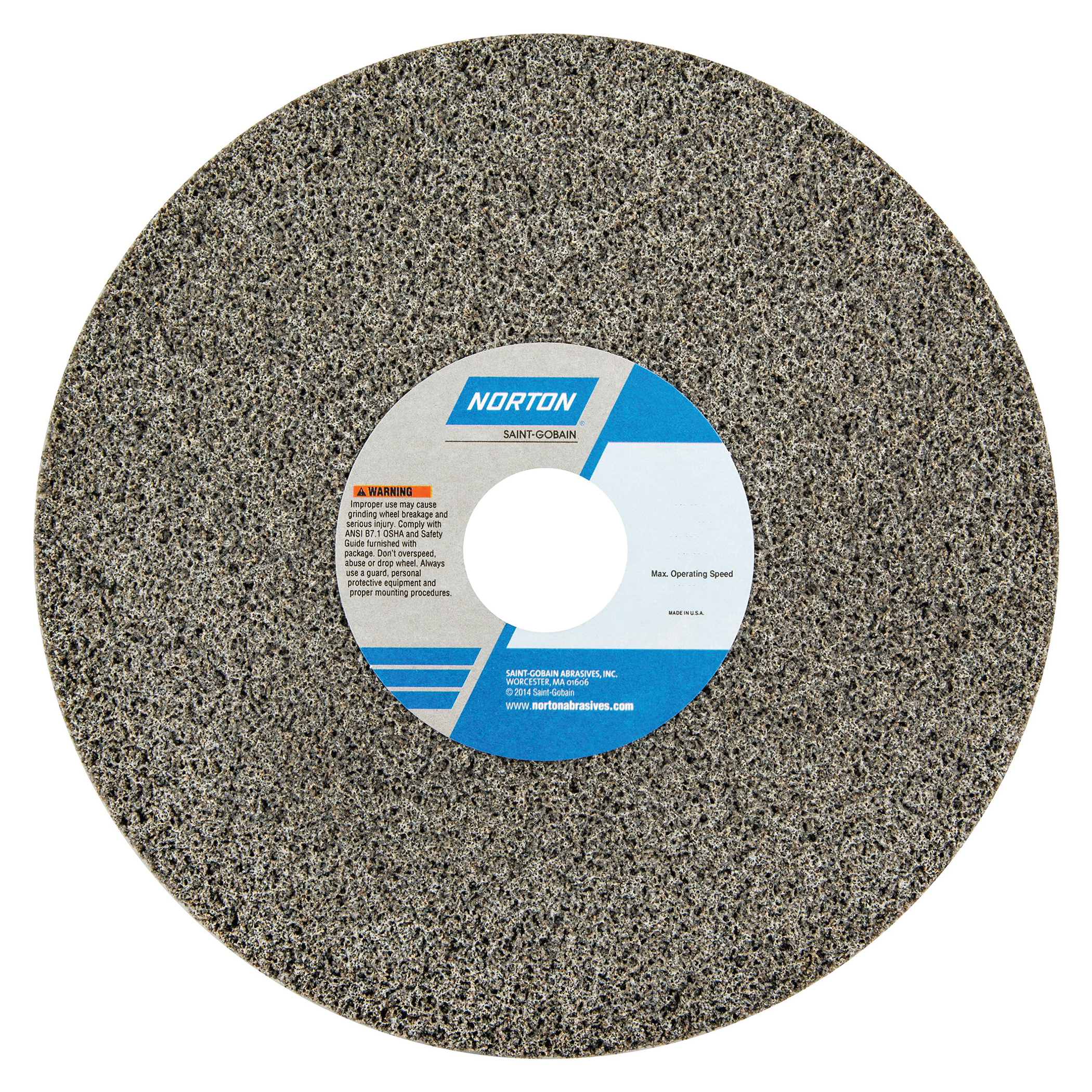 Norton® 66253043565 32A Straight Toolroom Wheel, 8 in Dia x 3/8 in THK, 1-1/4 in Center Hole, 60 Grit, Aluminum Oxide Abrasive