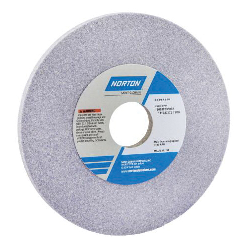 Norton® 66253043655 32AA Straight Toolroom Wheel, 8 in Dia x 3/4 in THK, 1-1/4 in Center Hole, 46 Grit, Aluminum Oxide Abrasive
