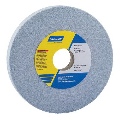 Norton® 66253043915 5SG Straight Toolroom Wheel, 8 in Dia x 1/2 in THK, 1-1/4 in Center Hole, 46 Grit, Ceramic Alumina/Friable Aluminum Oxide Abrasive