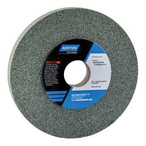 Norton® 66253044017 39C Straight Toolroom Wheel, 8 in Dia x 1/2 in THK, 1-1/4 in Center Hole, 100 Grit, Silicon Carbide Abrasive