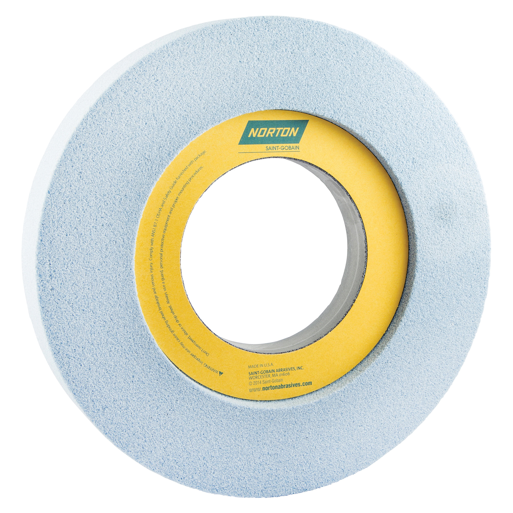 Norton® 66253202883 5SG 1-Side Recessed Toolroom Wheel, 12 in Dia x 1-1/2 in THK, 5 in Center Hole, 46 Grit, Ceramic Alumina/Friable Aluminum Oxide Abrasive