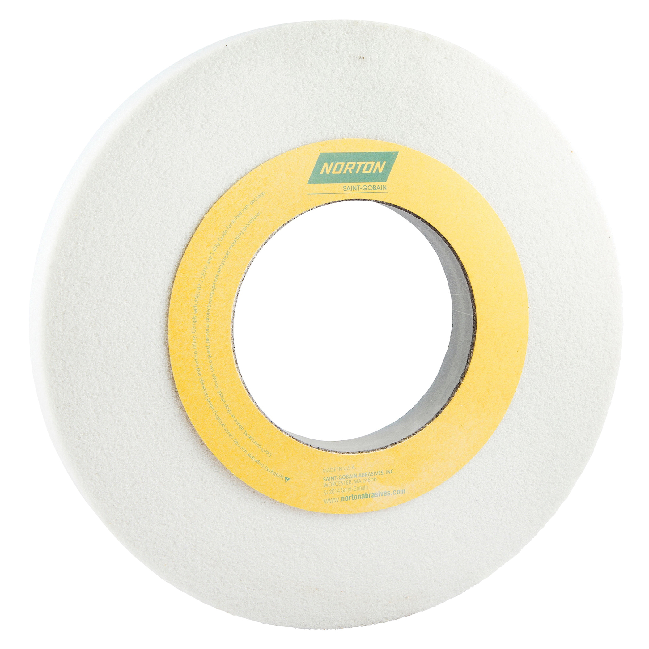 Norton® 66253262703 38A Straight Toolroom Wheel, 12 in Dia x 1 in THK, 5 in Center Hole, 46 Grit, Aluminum Oxide Abrasive