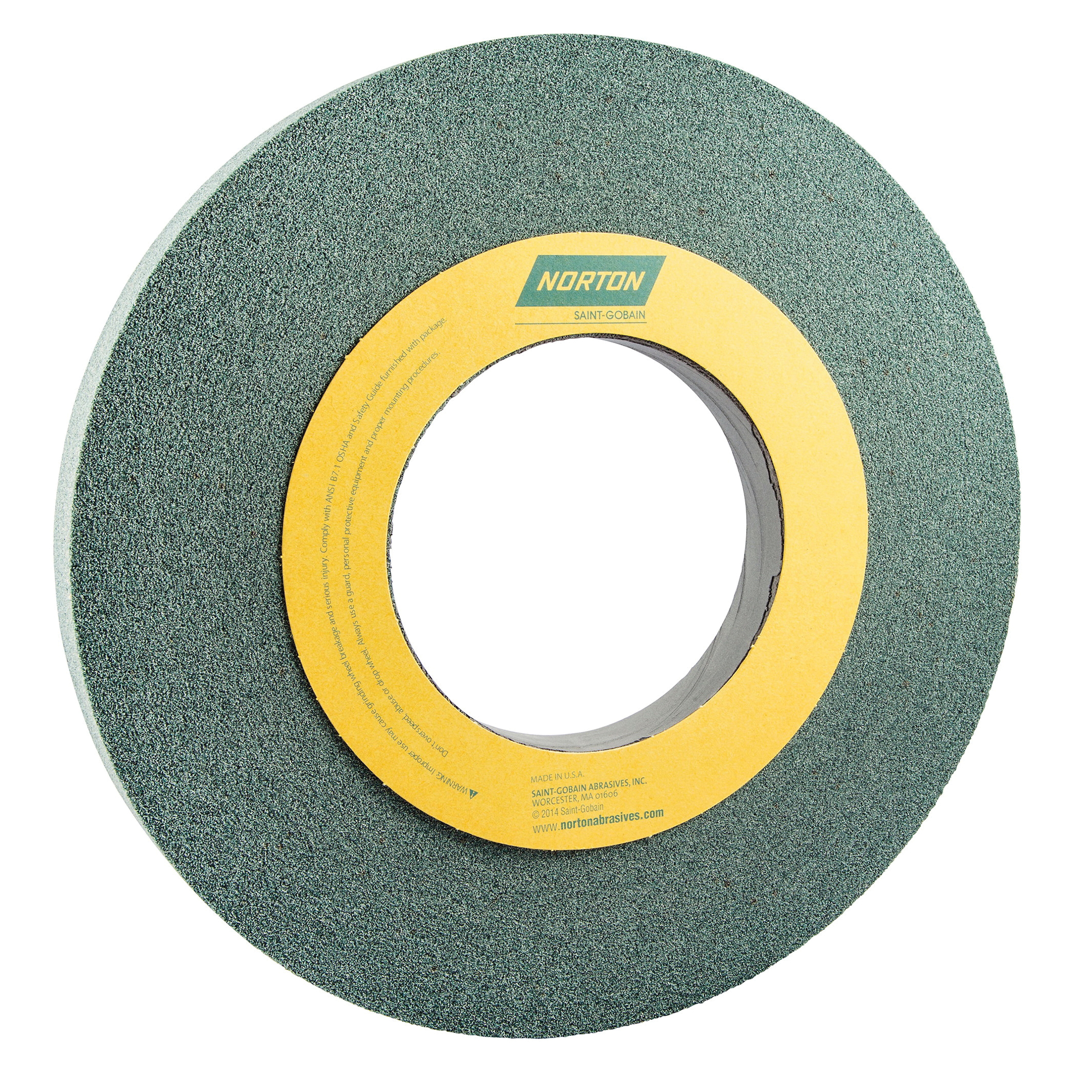 Norton® 66253262884 39C Straight Toolroom Wheel, 12 in Dia x 1 in THK, 5 in Center Hole, 60 Grit, Silicon Carbide Abrasive