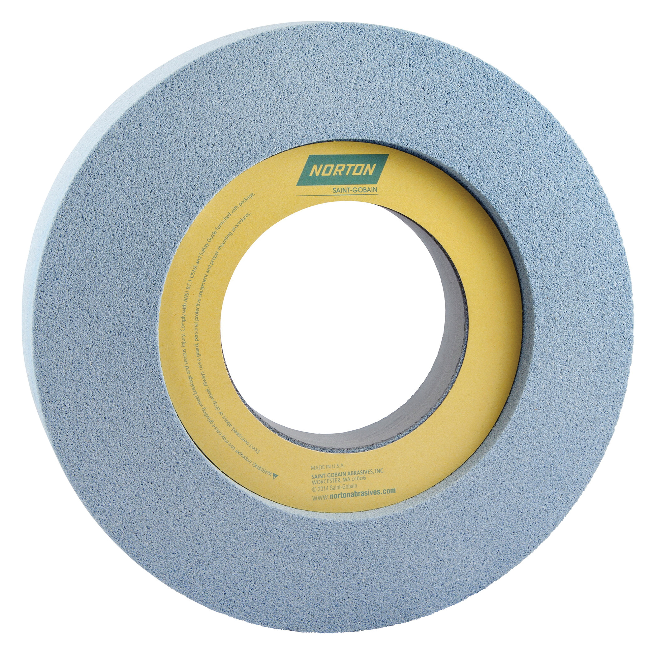 Norton® 66253263050 5SG 1-Side Recessed Toolroom Wheel, 12 in Dia x 1-1/2 in THK, 5 in Center Hole, 60 Grit, Ceramic Alumina/Friable Aluminum Oxide Abrasive