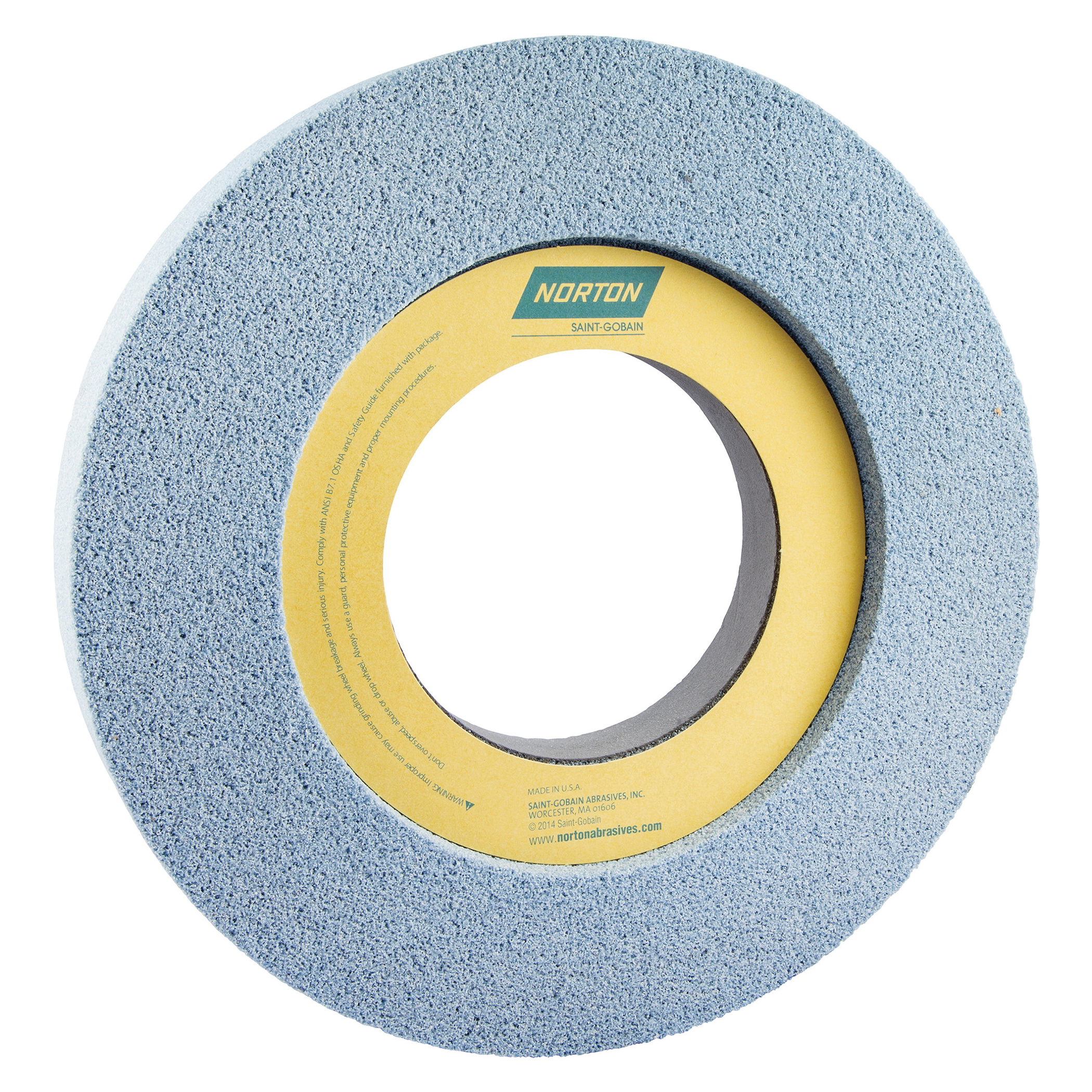 Norton® 66253263127 5SG 1-Side Recessed Toolroom Wheel, 12 in Dia x 1-1/2 in THK, 5 in Center Hole, 46 Grit, Ceramic Alumina/Friable Aluminum Oxide Abrasive