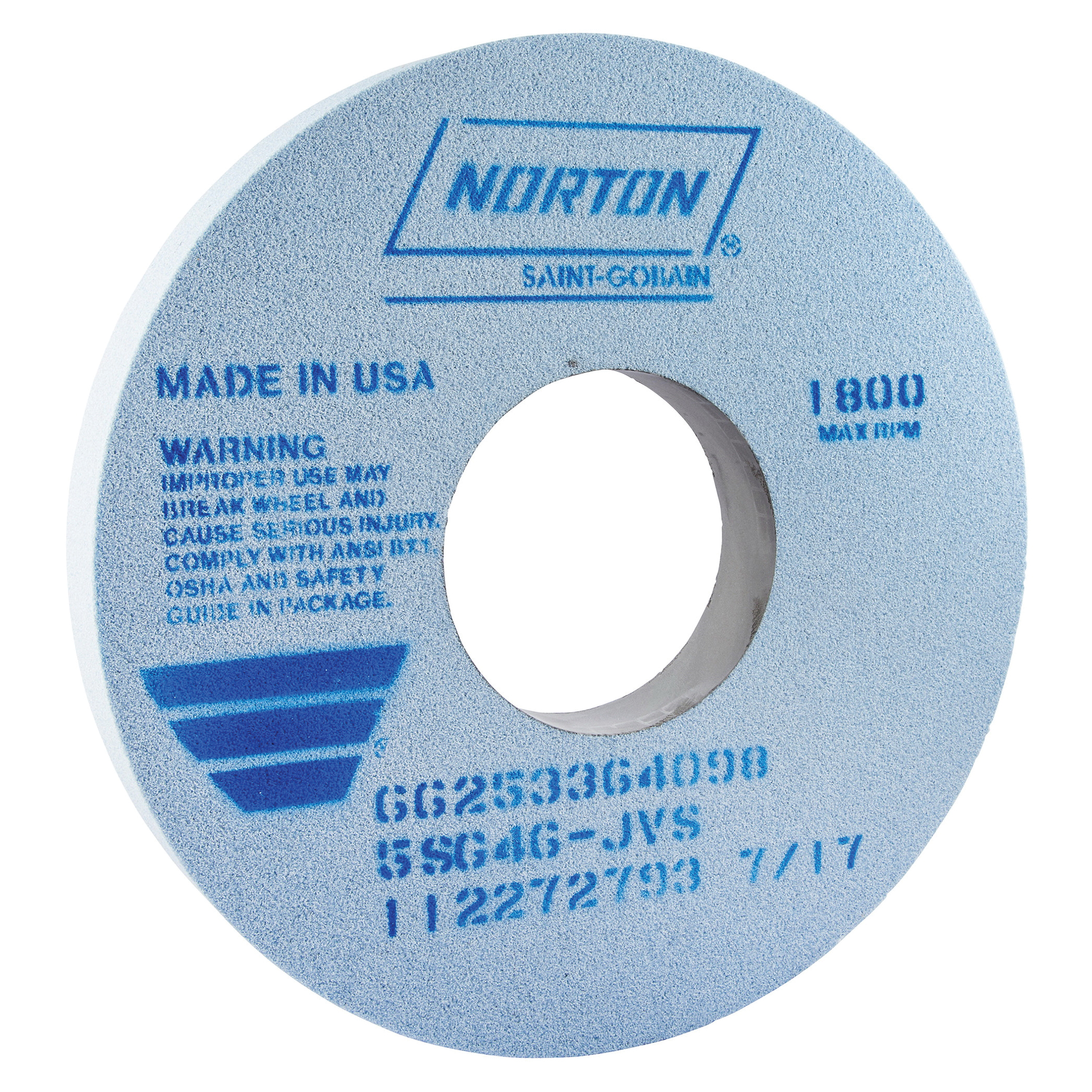 Norton® 66253302160 5SG Straight Toolroom Wheel, 14 in Dia x 1-1/2 in THK, 5 in Center Hole, 60 Grit, Ceramic Alumina/Friable Aluminum Oxide Abrasive