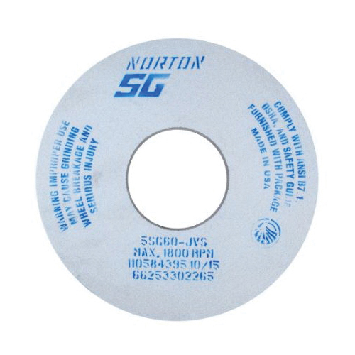 Norton® 66253302265 5SG 1-Side Concaved Toolroom Wheel, 14 in Dia x 1-1/2 in THK, 5 in Center Hole, 60 Grit, Ceramic Alumina Abrasive