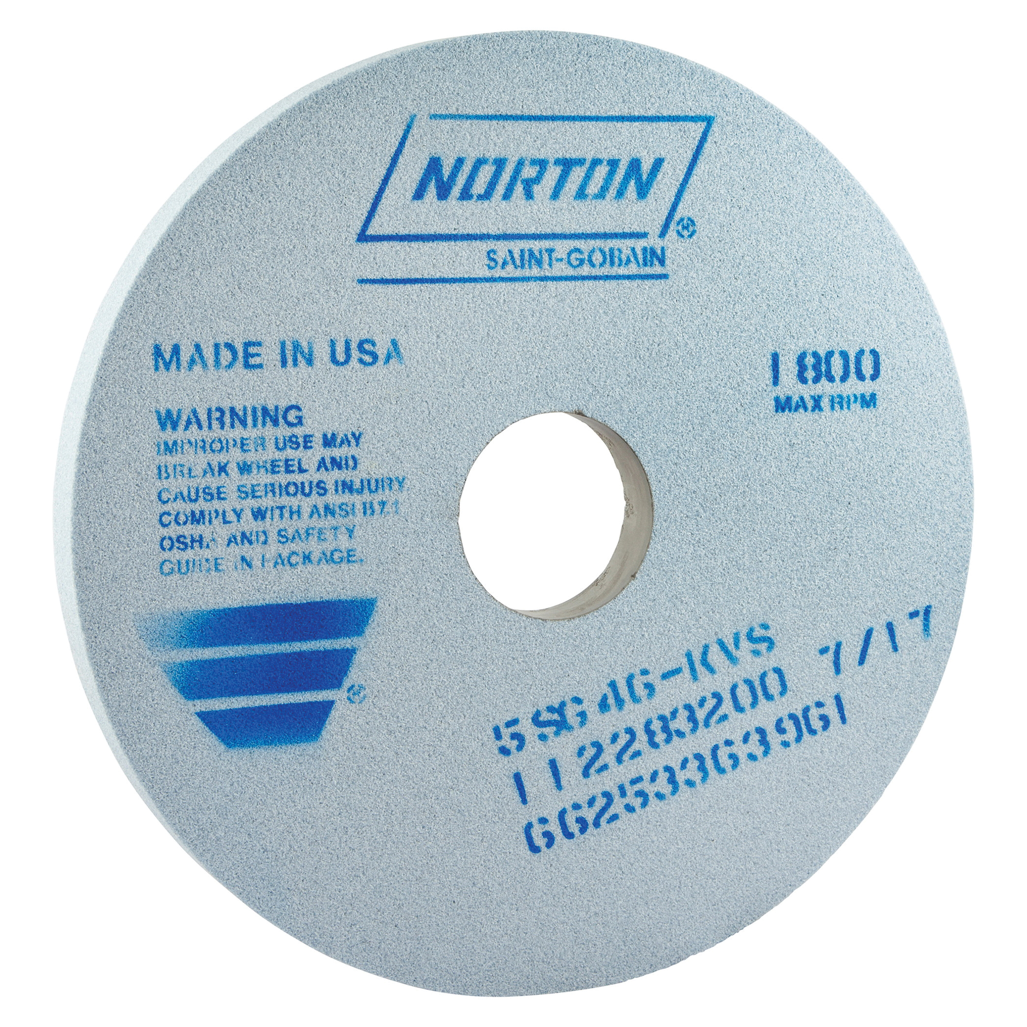 Norton® 66253363961 5SG Straight Toolroom Wheel, 14 in Dia x 1 in THK, 3 in Center Hole, 46 Grit, Ceramic Alumina/Friable Aluminum Oxide Abrasive