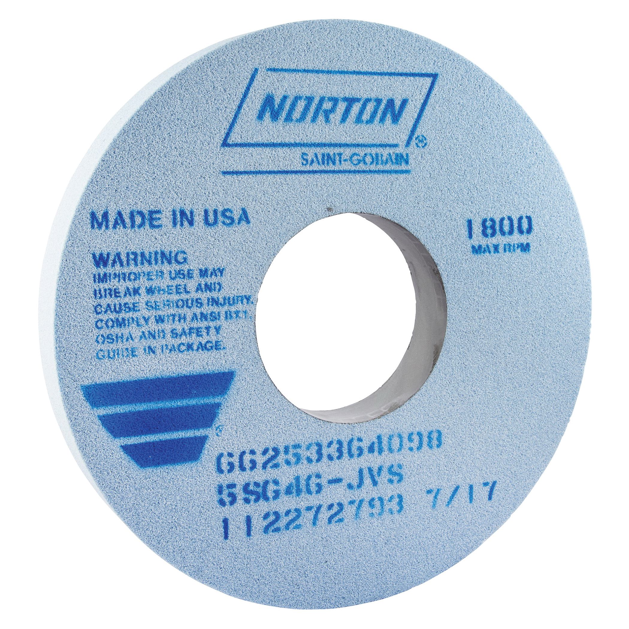 Norton® 66253364098 5SG Straight Toolroom Wheel, 14 in Dia x 1-1/2 in THK, 5 in Center Hole, 46 Grit, Ceramic Alumina/Friable Aluminum Oxide Abrasive
