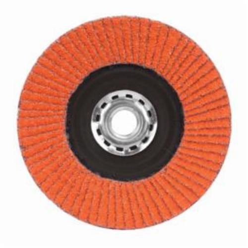 Norton® Blaze® 66254400257 R980P Arbor Thread Quick-Trim Standard Density Coated Abrasive Flap Disc, 4-1/2 in Dia, 40 Grit, Extra Coarse Grade, Ceramic Alumina Abrasive, Type 27/Flat Disc