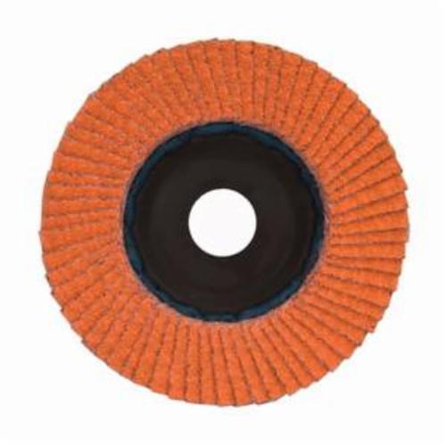 Norton® Blaze® 66254461061 R980P Center Mount Quick-Trim Standard Density Coated Abrasive Flap Disc, 7 in Dia, 7/8 in Center Hole, 80 Grit, Coarse Grade, Ceramic Alumina Abrasive, Type 27/Flat Disc