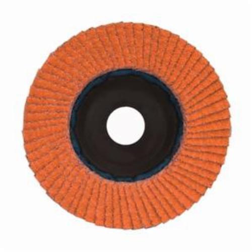 Norton® Blaze® 66254461063 R980P Center Mount Quick-Trim Standard Density Coated Abrasive Flap Disc, 7 in Dia, 7/8 in Center Hole, 120 Grit, Medium Grade, Ceramic Alumina Abrasive, Type 27/Flat Disc