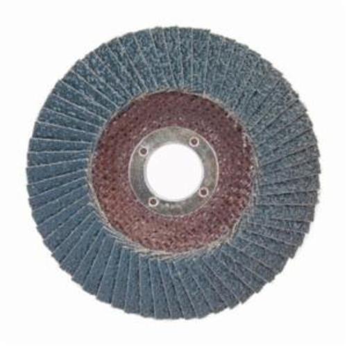 Norton® BlueFire® 66254461161 R884P Center Mount Standard Density Coated Abrasive Flap Disc, 4-1/2 in Dia, 7/8 in Center Hole, P40 Grit, Extra Coarse Grade, Zirconia Alumina Plus Abrasive, Type 29/Conical Disc