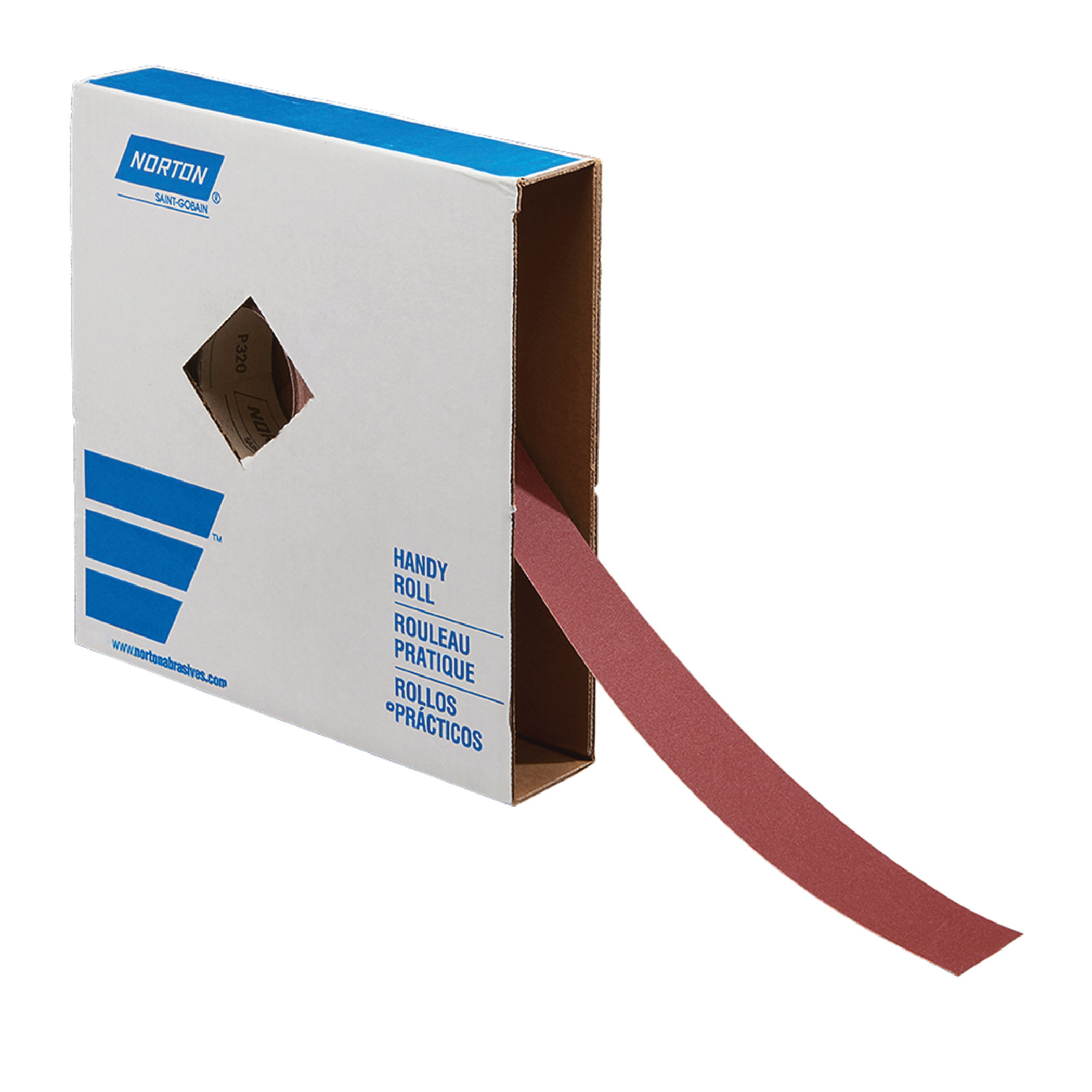 Norton® 66261136203 R243 Coated Abrasive Roll, 50 yd L x 2 in W, 60 Grit, Coarse Grade, Aluminum Oxide Abrasive, Cotton Backing