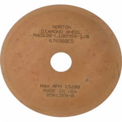 Norton® 69014192345 Straight Surface Grinding Wheel, 3 in Dia x 0.01 in THK, 1/2 in Center Hole, 220 Grit, Very Fine Grade, Diamond Abrasive