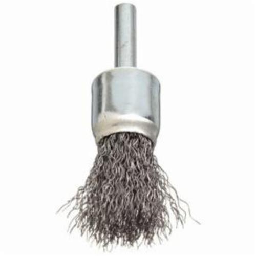 Norton® 69936653309 Stem Mount End Brush, 1 in, Crimped, 0.02 in, Carbon Steel Fill, 1-3/16 in L Trim