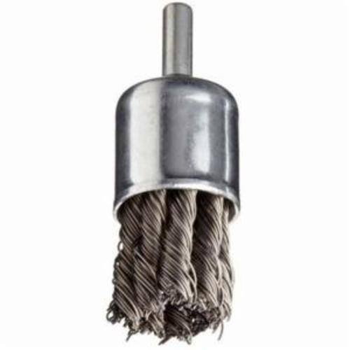 Norton® 69936653310 Stem Mount End Brush, 1 in, Twist Knot, 0.02 in, Carbon Steel Fill, 7/8 in L Trim