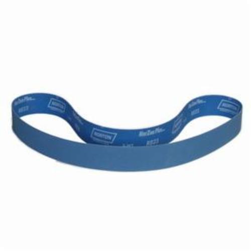 Norton® BlueFire® 78072726904 R821P Narrow Coated Abrasive Belt, 1 in W x 42 in L, 50 Grit, Coarse Grade, Zirconia Alumina Abrasive, Cotton Backing